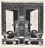 Artist: Baille, Laura. | Title: The hall. | Date: 1998 | Technique: linocut, printed in black ink, from one block