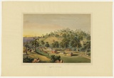 Artist: b'Angas, George French.' | Title: b'Angaston. Evening.' | Date: 1846-47 | Technique: b'lithograph, printed in colour, from multiple stones; varnish highlights by brush'
