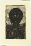 Artist: SELLBACH, Udo | Title: (Head, target and landscape) | Date: 1965 | Technique: etching printed in black ink, from one plate