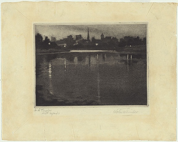 Artist: SHIRLOW, John | Title: Twilight, River Yarra. | Date: 1899 | Technique: mezzotint, printed in black ink, from one copper plate