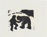 Artist: b'MADDOCK, Bea' | Title: b'Fighting figures' | Date: 1963 | Technique: b'relief-etching, from one copper plate; woodcut, from three blocks'