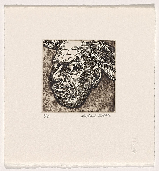 Artist: b'Esson, Michael.' | Title: b'Self portrait' | Date: c.2003 | Technique: b'etching and open-bite, printed in black ink, from one plate'