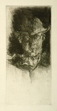Artist: Evergood, Miles. | Title: Self Portrait. | Date: c.1930 | Technique: etching, printed in black ink, from one plate