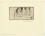 Artist: WALKER, Murray | Title: Two studies of mother and baby | Date: 1965 | Technique: drypoint, printed in black ink, from one plate