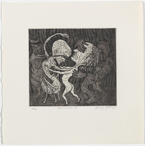 Artist: b'Gittoes, George.' | Title: b'Blind dance.' | Date: 1971 | Technique: b'etching, printed in black ink, from one plate'