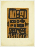Artist: SELLBACH, Udo | Title: (Dials) | Date: (1965) | Technique: etching printed in black and orange from two plates