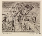 Artist: b'Senbergs, Jan.' | Title: b'Minescape' | Date: 1992 | Technique: b'drypoint and etching, printed in black ink, from one plate' | Copyright: b'\xc2\xa9 Jan Senbergs'