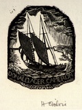 Artist: OGILVIE, Helen | Title: not titled [Sailing ship with two main sails] | Date: c.1942 | Technique: wood-engraving, printed in black ink, from one block