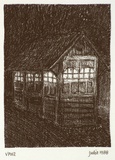 Artist: Harman, Julia. | Title: not titled [dark lit house] | Date: 1988 | Technique: lithograph, printed in black ink, from one stone | Copyright: © Julia Harman