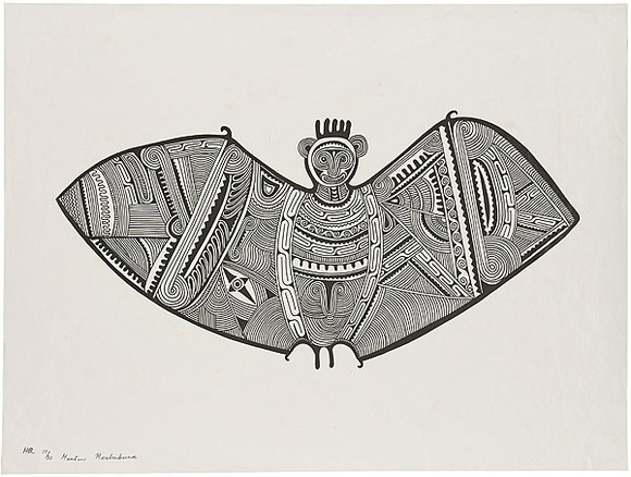 Artist: b'Morububuna, Martin.' | Title: b'Magieweda [Flying fox/bat].' | Date: 1975 | Technique: b'screenprint, printed in black ink, from one screen'