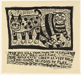 Artist: HANRAHAN, Barbara | Title: The dog will come when he is called | Date: 1962 | Technique: linocut, printed in black ink, from two blocks