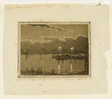 Artist: van RAALTE, Henri | Title: Afterglow, South Perth | Date: c.1920 | Technique: aquatint and etching, printed in brown ink, from one plate