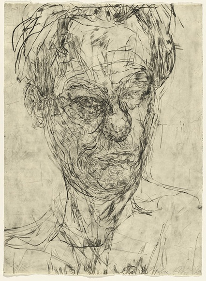 Artist: b'PARR, Mike' | Title: b'Untitled Self-portraits 9.' | Date: 1989 | Technique: b'drypoint, printed in black ink, from one copper plate'