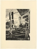 Artist: Harding, Nicholas. | Title: not titled [Awning] | Date: 2001 | Technique: etching, aquatint and open-bite, printed in black ink, from one plate