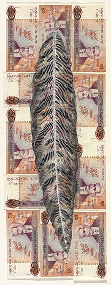 Artist: b'HALL, Fiona' | Title: b'Calathea insignis - Rattlesnake plant (Brazilian currency)' | Date: 2000 - 2002 | Technique: b'gouache' | Copyright: b'\xc2\xa9 Fiona Hall'