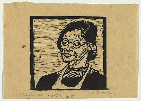 Artist: b'Groblicka, Lidia.' | Title: b'Mother' | Date: 1954-55 | Technique: b'woodcut, printed in black ink, from one block'