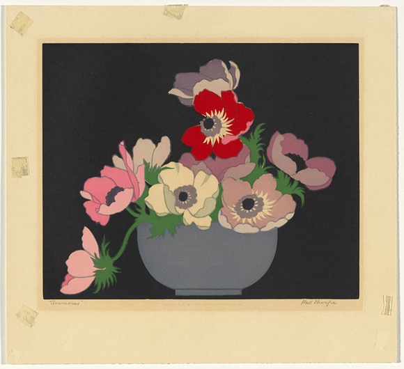 Artist: Thorpe, Hall. | Title: Anemones | Date: 1922 | Technique: woodcut, printed in colour, from multiple blocks