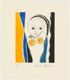 Artist: b'RENNIE, Marian' | Title: b'Not titled [woman with yellow breasts].' | Date: 1995 | Technique: b'screenprint, printed in colour, from six stencils'