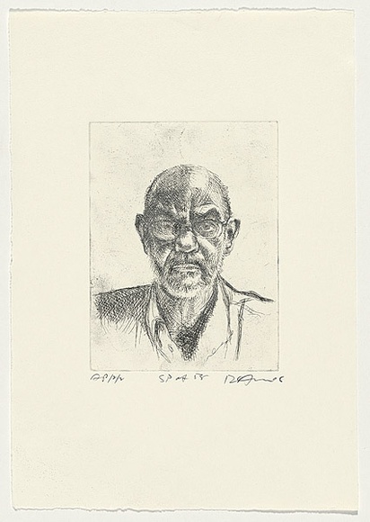 Title: b'Self portrait at 58.' | Date: 2006 | Technique: b'etching, printed in black ink, from one plate'