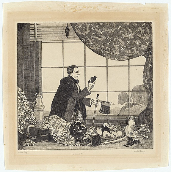 Artist: b'FEINT, Adrian' | Title: b'The collector.' | Date: (1925) | Technique: b'etching, printed in black ink, from one plate' | Copyright: b'Courtesy the Estate of Adrian Feint'