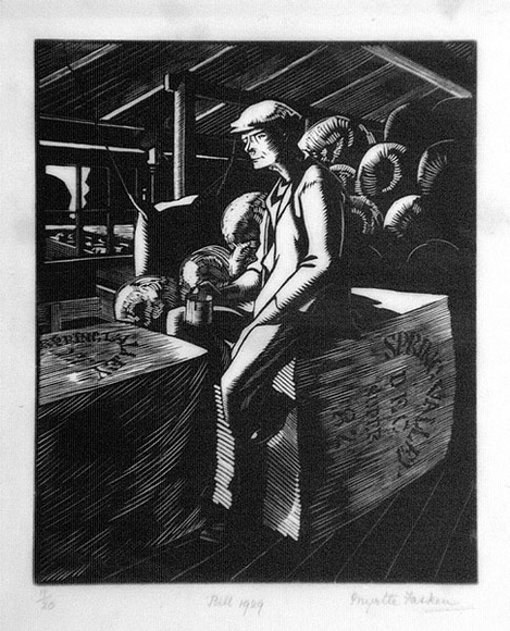 Artist: b'Fasken, Myrtle.' | Title: b'Bill.' | Date: 1929 | Technique: b'wood-engraving, printed in black ink, from one block' | Copyright: b'\xc2\xa9 The Estate of Myrtle Fasken'