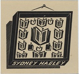 Artist: b'Thake, Eric.' | Title: b'Bookplate: Sydney Hagley' | Date: c.1943 | Technique: b'linocut, printed in black ink, from one block'