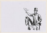 Artist: b'CIVIL,' | Title: b'Horseman with flag.' | Date: 2003 | Technique: b'stencil, printed in black ink, from one stencil'