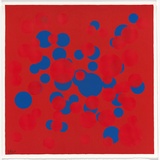 Artist: b'Frank, Dale.' | Title: b'not titled [blue/red circles, red background].' | Date: c.1993 | Technique: b'screenprint'