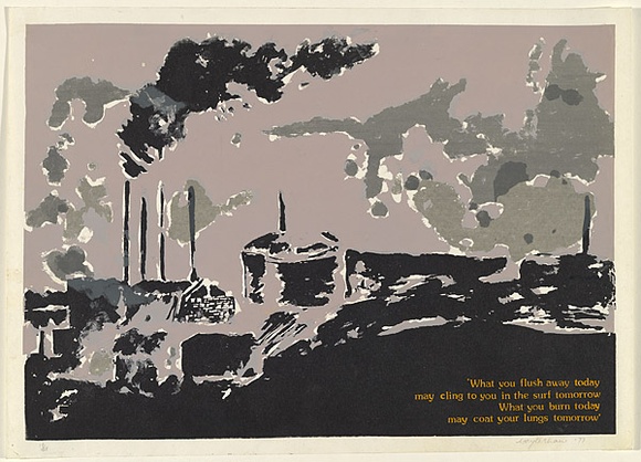 Artist: b'Shaw, Gayle.' | Title: b'What you flush away today...' | Date: 1977 | Technique: b'screenprint, printed in colour, from multiple stencils'