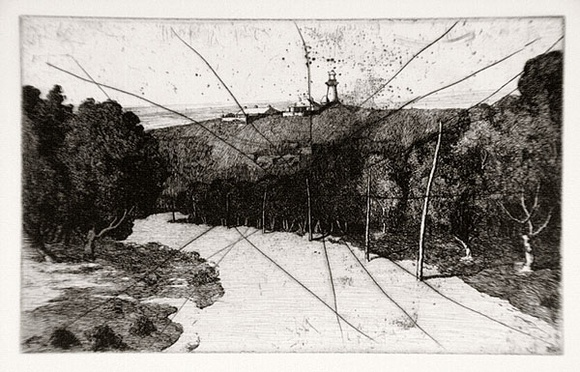 Artist: b'FEINT, Adrian' | Title: b'(Lighthouse, Palm Beach).' | Date: c.1922 | Technique: b'etching, printed in black ink, from one plate' | Copyright: b'Courtesy the Estate of Adrian Feint'