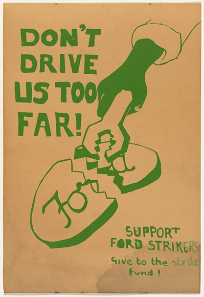 Artist: b'UNKNOWN' | Title: bDon't drive us too far! | Date: (1971) | Technique: b'screenprint, printed in green ink, from one screen'