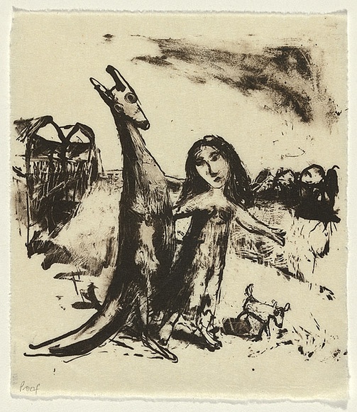 Artist: b'Shead, Garry.' | Title: b'The gathering II' | Date: c.1995 | Technique: b'lithograph, printed in sepia ink, from one stone' | Copyright: b'\xc2\xa9 Garry Shead'