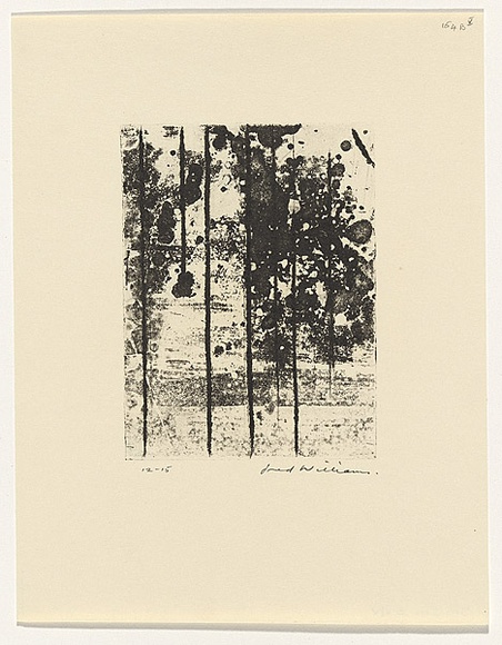 Artist: b'WILLIAMS, Fred' | Title: b'Landscape panel. Number 5' | Date: 1962 | Technique: b'aquatint, drypoint, engraving, counter proof printed in black ink, from one copper plate' | Copyright: b'\xc2\xa9 Fred Williams Estate'