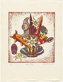 Artist: b'Debenham, Pam.' | Title: b'Nature morte.' | Date: 1986 | Technique: b'linocut, printed in colour, from multiple blocks'