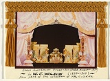 Artist: b'Gray, Colin.' | Title: b'Greeting card: Christams, Early Australian stage set by W.J. Wilson' | Technique: b'colour photograph, gold gimp and braid'