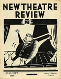 Title: New theatre review: Aug-Sept 1946 | Date: July 1946 | Technique: linocut, printed in black ink, from one block; letterpress text