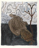 Artist: Sullivan, Thecla. | Title: Rebirth | Date: 1993 | Technique: lithograph, printed in black ink, from one stone; hand-coloured