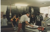 Artist: b'Eglitis, Anna.' | Title: b'Theo Tremblay demonstrates lithography at Cairns TAFE prior to his visit to his  three week workshop in March 1998.' | Date: March 1998