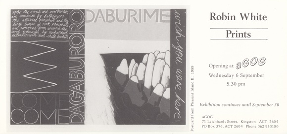 Title: Robin White: Prints. [1989].