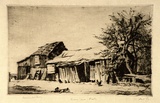 Artist: b'LINDSAY, Lionel' | Title: b'Barn and stable, Ambleside' | Date: 1924 | Technique: b'drypoint, printed in brown ink with plate-tone, from one plate' | Copyright: b'Courtesy of the National Library of Australia'