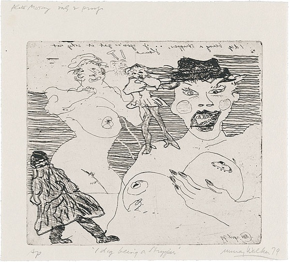 Artist: WALKER, Murray | Title: I dig being a stripper. | Date: 1979 | Technique: etching, printed in black ink, from one plate