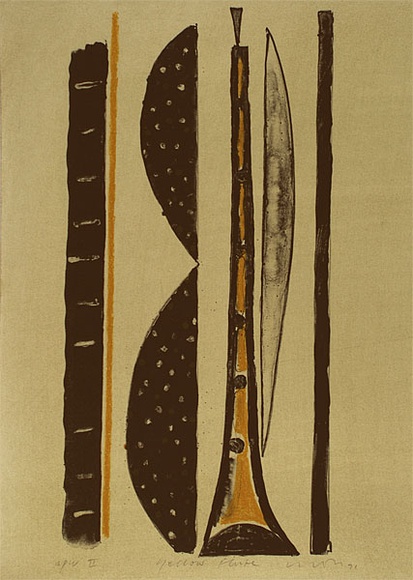Artist: b'Lincoln, Kevin.' | Title: b'Yellow flute' | Date: 1991 | Technique: b'lithograph, printed in colour, from two stones'
