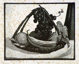 Artist: LINDSAY, Lionel | Title: Basket of fruit | Date: 1936 | Technique: wood-engraving, printed in black ink, from one block | Copyright: Courtesy of the National Library of Australia