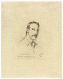 Artist: b'NERLI, Girolamo' | Title: b'Portrait of Robert Louis Stevenson' | Technique: b'lithograph, printed in black ink, from one stone'