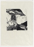 Artist: b'Head, Rachel.' | Title: b'Page from the pillow' | Technique: b'linocut, printed in black ink, from one block'