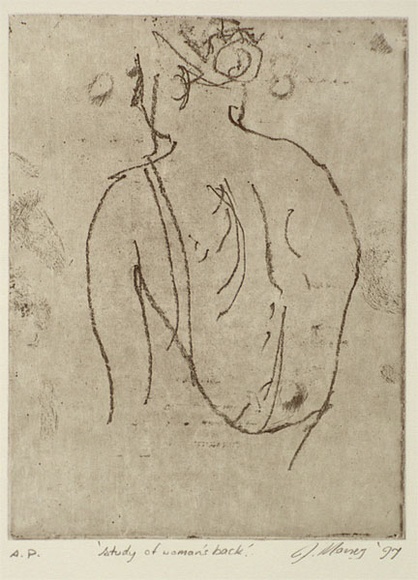 Artist: b'Money, John.' | Title: bStudy of a woman's back | Date: 1997, March | Technique: b'etching, printed in black ink, from one plate'