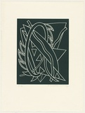 Artist: LEACH-JONES, Alun | Title: Lupercalia #5 | Date: 1983 | Technique: linocut, printed in moss green ink, from one block | Copyright: Courtesy of the artist