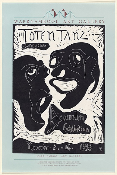 Artist: b'Bisquolm, Victor.' | Title: b'Toten Tanz (Dance of death) Bisquolm exhibition, November 2-14, 1993.' | Date: 1993 | Technique: b'linocut, printed in black ink, from one block, offset-lithograph'