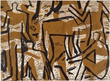 Artist: Fransella, Graham. | Title: Beach. | Date: 1996 | Technique: linocut, printed in brown and black ink, from multiple blocks