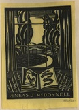 Artist: FEINT, Adrian | Title: Bookplate: Aeneas J McDonnell. | Date: (1933) | Technique: wood-engraving, printed in black ink, from one block | Copyright: Courtesy the Estate of Adrian Feint
